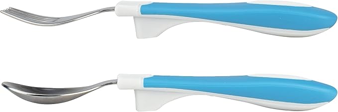 Dr. Brown's Soft-Grip Spoon and Fork Utensil Set, Safe Silverware for Toddlers, Blue, 12m+ – 2-pack