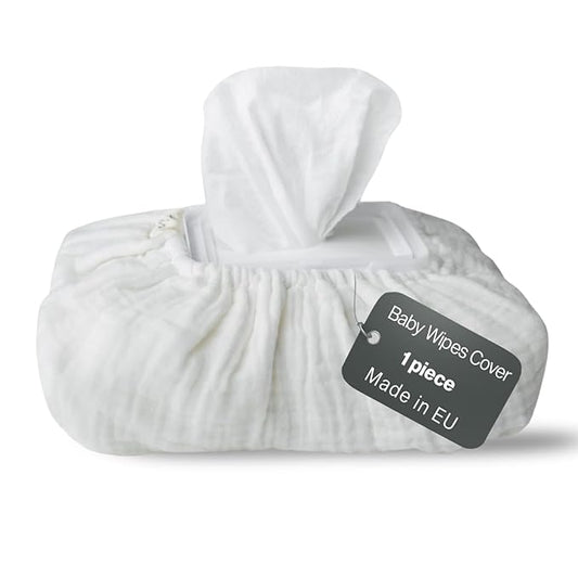 Baby Wipes Cover – Universal Size, One Size Fits All Wipes Packages | Muslin Cotton Tissue Cover for Nursery, Diaper Bag & Changing Table, Station | Gingham & Neutral Patterns (Cream)