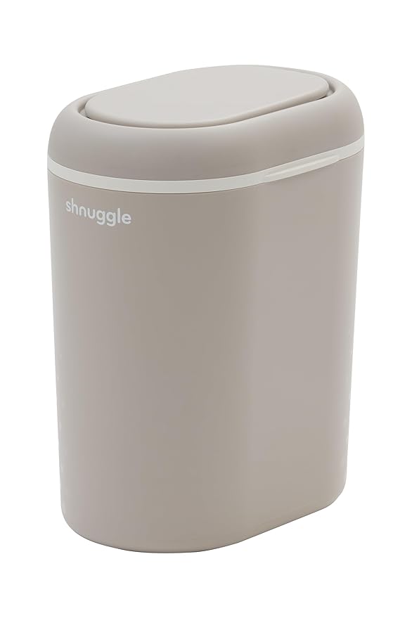 SHNUGGLE Eco-Touch Baby Nappy Diaper Bin - Odor Lock Airlock, No Costly Refills, 10L Capacity, Recyclable, Use Any Bag - Taupe Nursery Diaper Pail