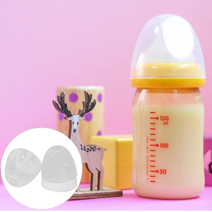 Totority Universal Wide Neck Baby Bottle Caps Replacement Parts 4-Pack Plastic Lids for Secure Fit and Easy Open Compatible with Oversized Feeding Bottles