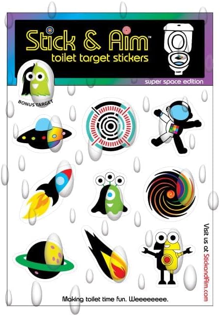 Color Change Target Stickers Space Edition with Sticker Applicator Tool for Easy Install. Aiming Stickers for Potty Training & Toilet Training. Change Color on Target Hit.