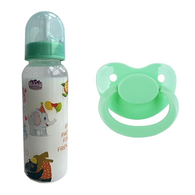 Adult Sized Pacifier and Bottle Set，Print May Vary,250ml (Green)