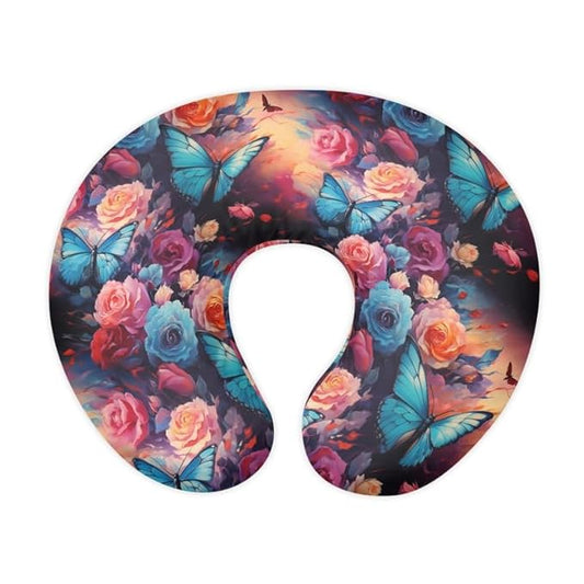 Blue Morpho Butterfly Stretchy Nursing Pillow Covers Colorful Rose Soft and Comfortable Fits On Standard Infant Nursing Pillows Oil Painting Butterfly for Baby Boy Girl