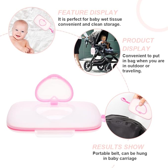 2PCS Container Portable Baby Wipe Dispenser Outdoor Refillable Holder Diaper Wipe Case Storage Box Travel Wipes case,Wipes case,Baby Wipes Dispenser for Travel Home Car Use