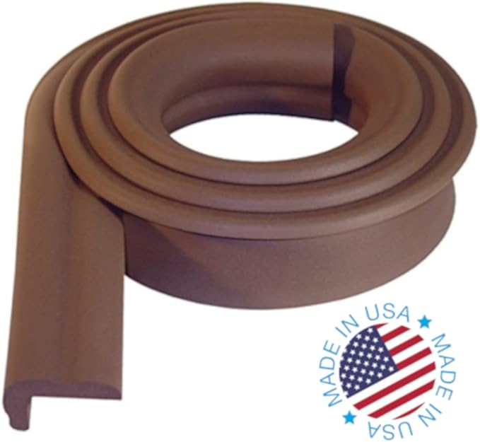 Kidkusion Jumbo Edge Cushion | Made in USA | 6 Ft | Brown | Child Safety Edge Guard, Babyproof Furniture Bumper