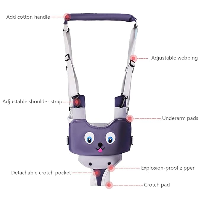 IULONEE Baby Walker, Handheld Kids Toddler Walking Harness Helper Assistant Protective Belt Child Activity Walker Adjustable Standing Up Walking Learning Helper for Toddler 7-24 Month (Grey)