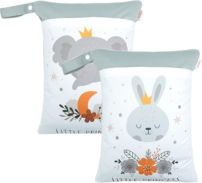 MOMIGO 2pcs Wet Dry Bags for Baby - Reusable, Washable Cloth Diapers for Baby Stroller, Diapers, Travel Bags, Gym Bag 11.8 * 15.7inch