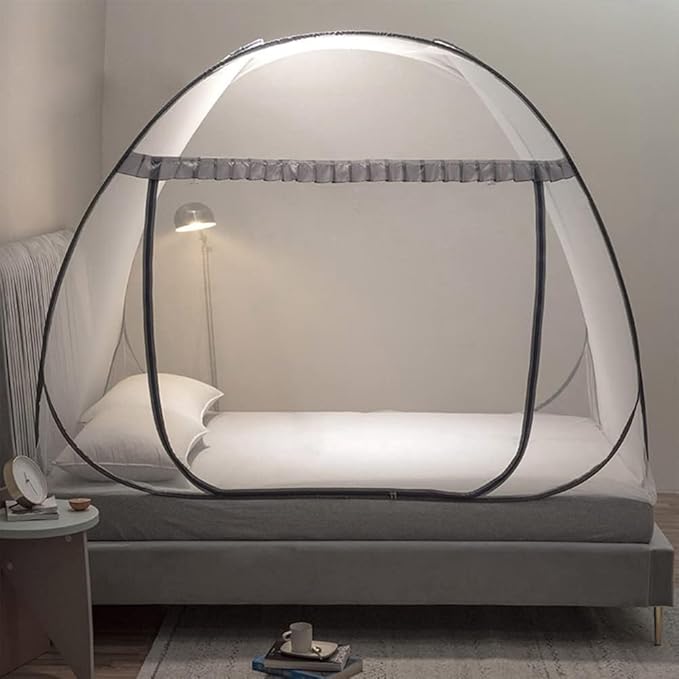 Pop Up Mosquito Net for Bed, Portable Camping Travel Mosquito Netting Bed Tent, Canoy Bed Tent Suit for Twin Full Queen King Size Bed, Mosquito Net Tent for Kids Girls Boys Bedroom