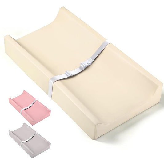 Mallify Baby Changing Pad, Waterproof & Wipeable Vegan Leather Diaper Changing Mat, Thick Soft & Non-Slip Changing Pad for Dresser, Changing Table, Beige
