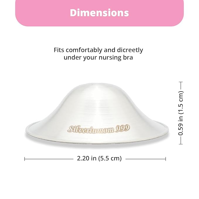 Silveriumom The Original Silver Nursing Cups - Nipple Shields for Nursing Newborn - 100% Pure Silver 999 Silver and Handmade - Nipple Covers Breastfeeding (XL)