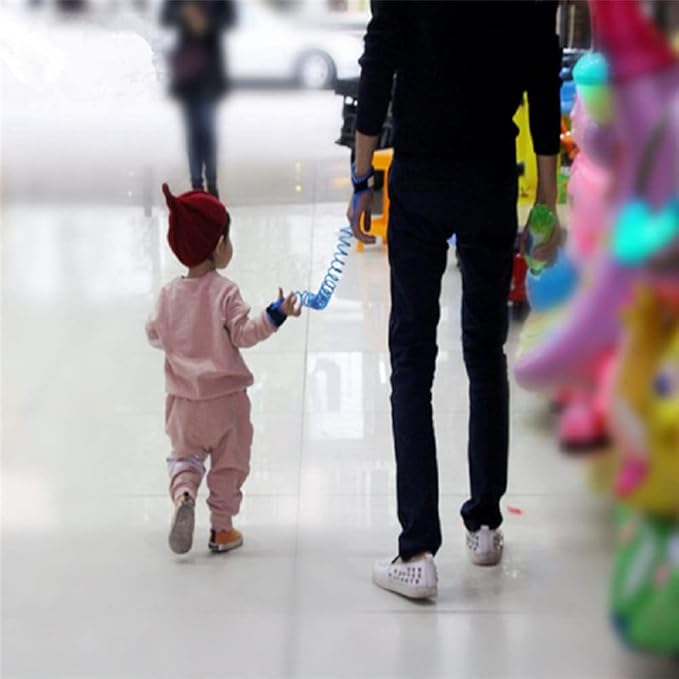 InfantLY Bright Kids Traction Rope Anti Lost Wrist Link , Double tape Toddlers Kids Leashes Babies Wrist Safety Harness Child Walking Harness Rope LeashToddlers Safety Strap (blue)