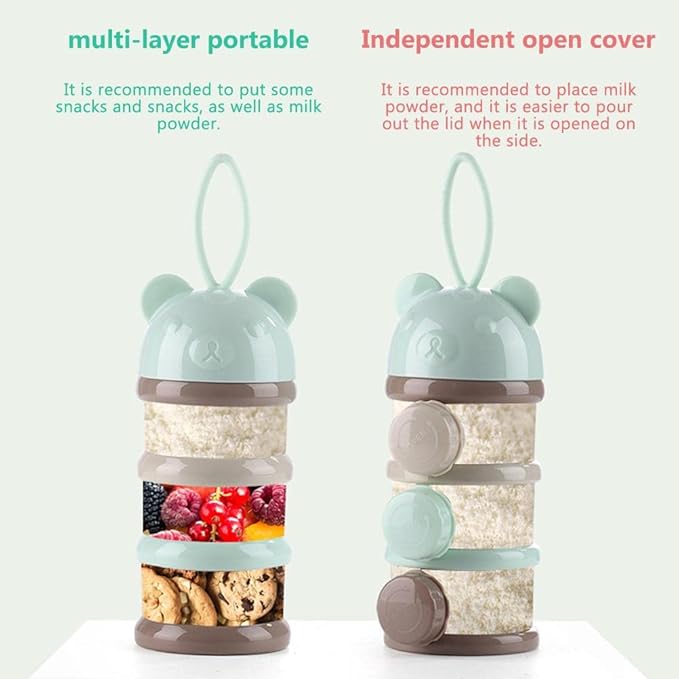 Enfudid Portable Milk Powder Dispensers Pot, 4 Layer Formula Milk Storage Container Portable Food Storage Containers, Food, Snacks, Powder Container for Travel and Outdoor Activities