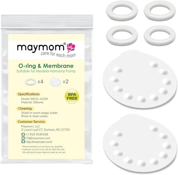 Replacement Parts for Medela Harmony Manual Pump; 4 O-Rings, 2 Membranes by Maymom