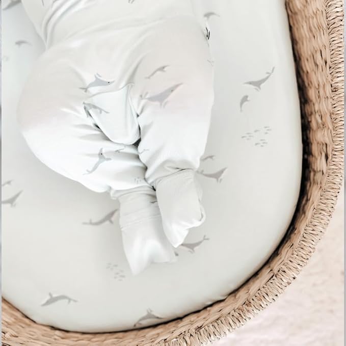 GUNAMUNA Unisex Baby Infant Changing Pad Covers, Ultra Soft and Safe on Skin, Baby Shower, 30" x 18", Whale