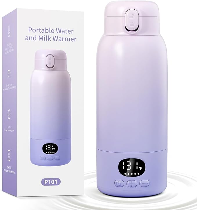 SORUTO Portable Bottle Warmer for Travel, Fast Heating 17oz Capacity, Long Battery Life, Precise Temperature Control for Milk or Water, Perfect for Car, Outdoor & Travel