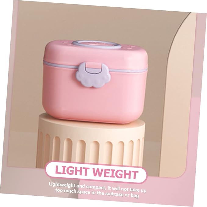 Kisangel 1 Set Baby Formula Dispenser Plastic Formula Container Non-Spill Bowls Powder Travel Handle Lids Dispenser for Food and Storage Fruits,Pink