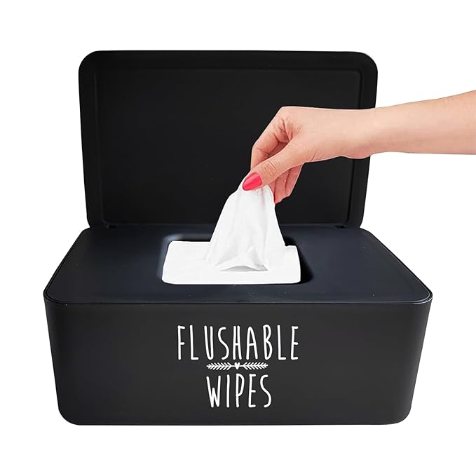 Moorfowl Flushable Baby Wipes Dispenser for Bathroom, 7.28" L * 4.80" W * 2.75" H, Aesthetic Butt Wipes Container Holder Practical Baby Registry Essential