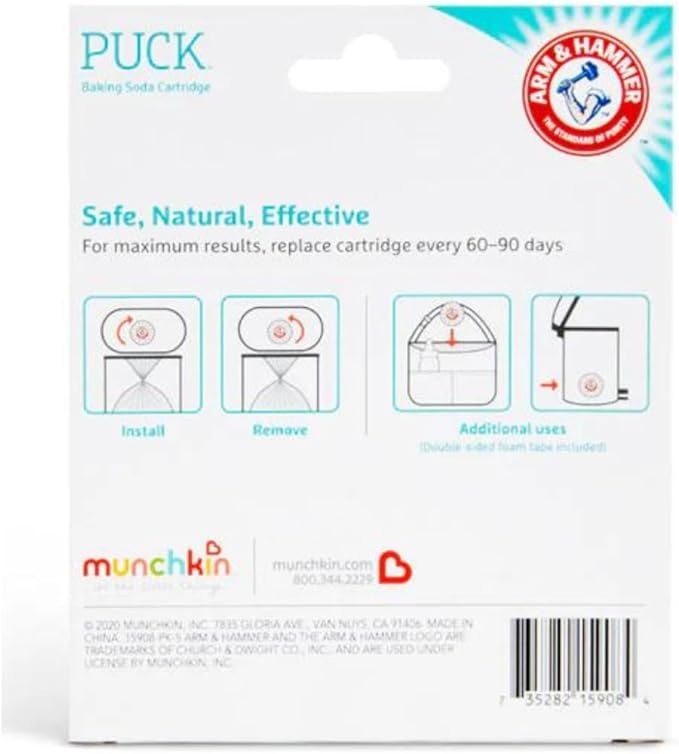 Odor Eliminator Cartridges, 6-Pack, Lavender Scent Baking Soda Pucks + Nuby Diaper Disposable Bags, 50 Count, Fresh Baby Scent – Diaper Pail Deodorizer & Odor management Bundle