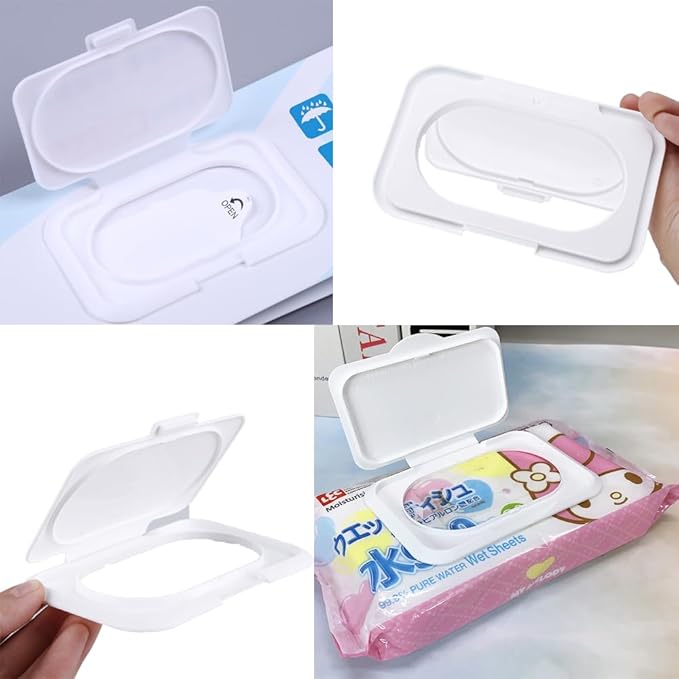 5 Pack Baby Wipes Flip Lid Reusable Adhesive Sticky Dispenser Cover Non-Drying Cap for Child Water Wipe Packs Bag Package Portable Pouch Travel Wet Tissues Paper Towel Holder Countainer