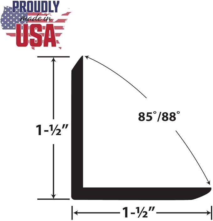 Outwater Plastics Black 1-1/2 Inch X 1-1/2 Inch X 1/8 Inch Thick Rigid Plastic Extruded 90 Degree Angle 48 Inch Lengths (Pack of 3)