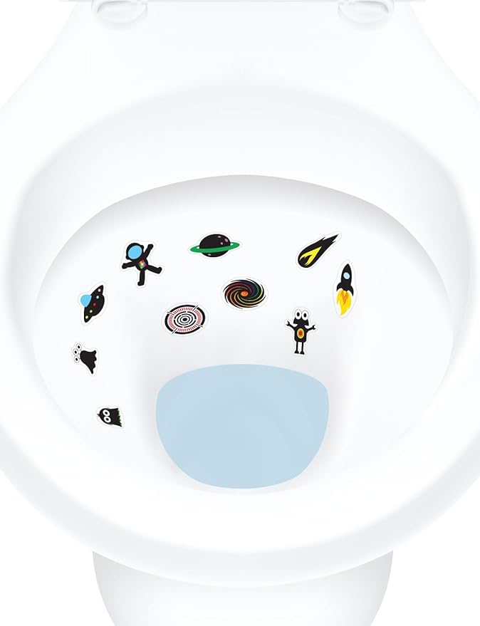 Color Change Target Stickers Space Edition with Sticker Applicator Tool for Easy Install. Aiming Stickers for Potty Training & Toilet Training. Change Color on Target Hit.