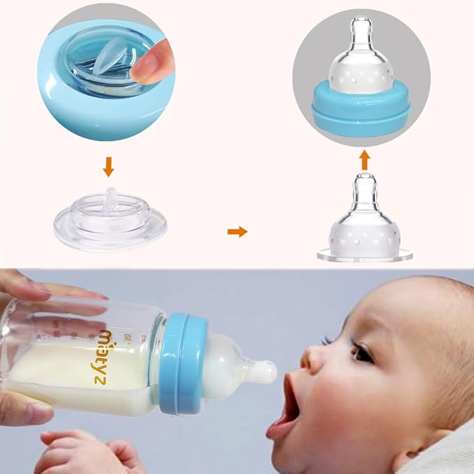 Matyz 4-PACK Wide Mouth Glass Breast Milk Storage Containers With Lids (Blue, 6 Oz Each) - Glass Freezer Safe Breastmilk Storage Bottles - Breast Pump Accessories For Medela Spectra Avent Breast Pumps