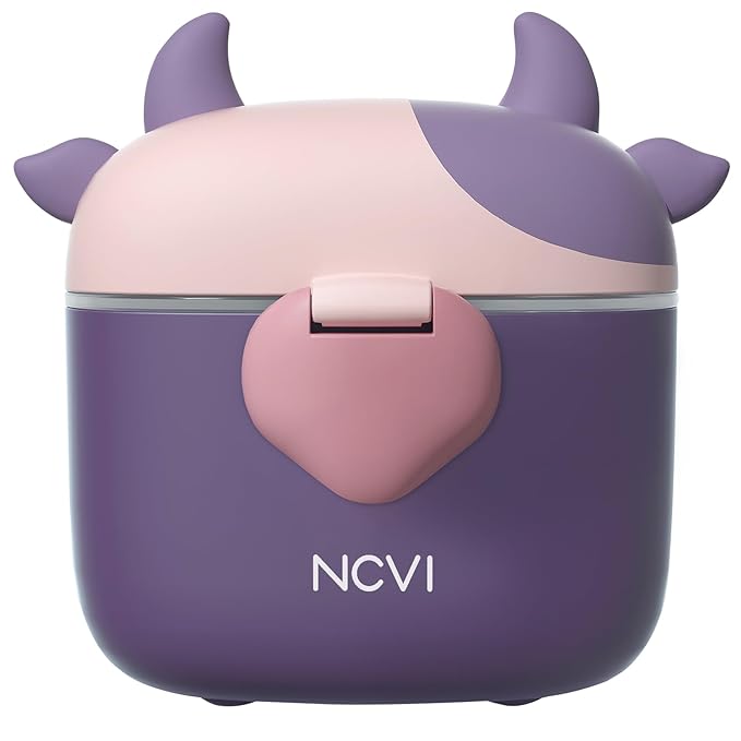 NCVI Baby Formula Dispenser On The Go, Formula Container To Go, Formula Holder for Travel, Outdoor Picnic with Baby Infant, Portable Container for Milk Powder, Snacks, Candy, Fruits (Purple)