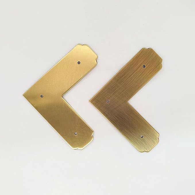4Pcs Antique Solid Brass Corner Guards L-Shaped Angle Edge Vintage Protectors for Table Chair Cabinet (Antique Bronze)