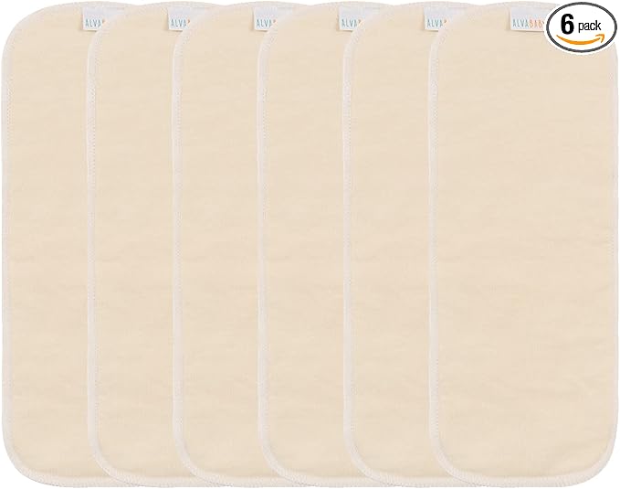 AlVABABY Hemp and Cotton Inserts Cloth Diaper Liner,4-Layer Inserts,Reusable Liners for Baby Cloth Diapers 6pcs Inserts 6HM4