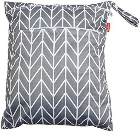 Damero 3pcs Travel Wet and Dry Bag with Handle for Cloth Diaper, Pumping Parts, Clothes, Swimsuit and More, Easy to Grab and Go, Gray Arrows