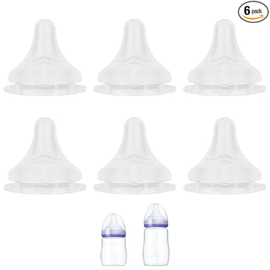 Silicone Nipple for Lansinoh Anti-Colic Baby Bottle, Fast Flow, Size L, 6m+, 6 Count