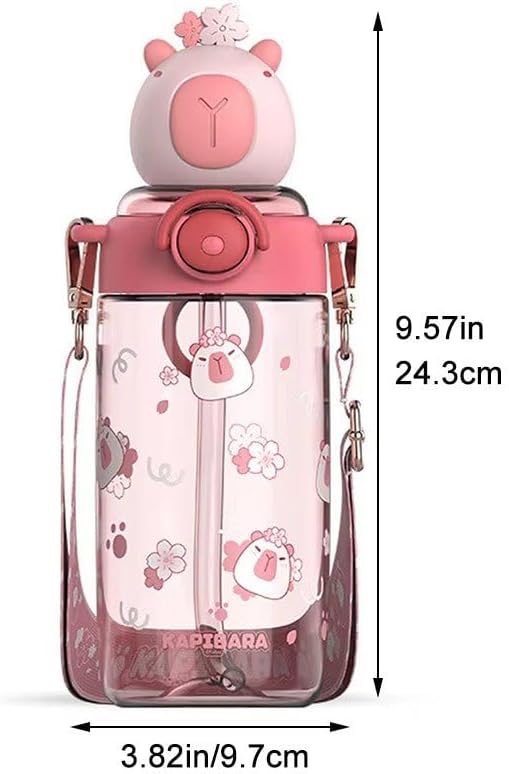 Kawaii Capybara Water Bottle Tritan Bottles Water Cup Kids Portable Kapibara Drinks Bottle for School/Cycling/Running