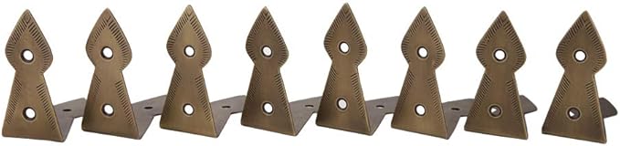 Set of 8 Brass 90 Degree Spade Trunk Corners, Antique Brass Finish, Edge Guard Table Cabinet Protector, Decorative Corner Brackets