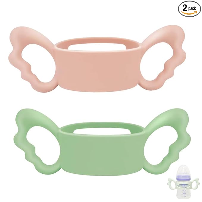 Silicone Bottle Handles Compatible with Lansinoh Baby Bottle for Baby Gripping, 2 Pack