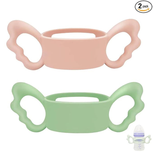 Silicone Bottle Handles Compatible with Lansinoh Baby Bottle for Baby Gripping, 2 Pack