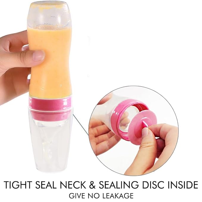 Matyz 2-Piece Silicone Baby Food Dispensing Spoon Set (Pink, 4oz/120ml) - Squeeze Feeder with Spoon for Babies 4 Months+
