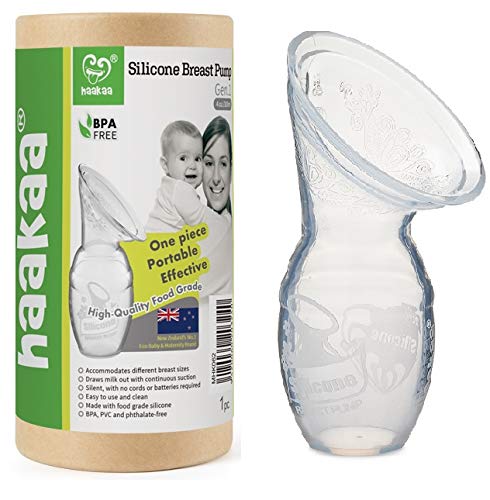 Haakaa Silicone Breast Pump 4 oz/100 ml, BPA FREE Manual Breast Pump 100% Food Grade Silicone BPA PVC and Phthalate Free