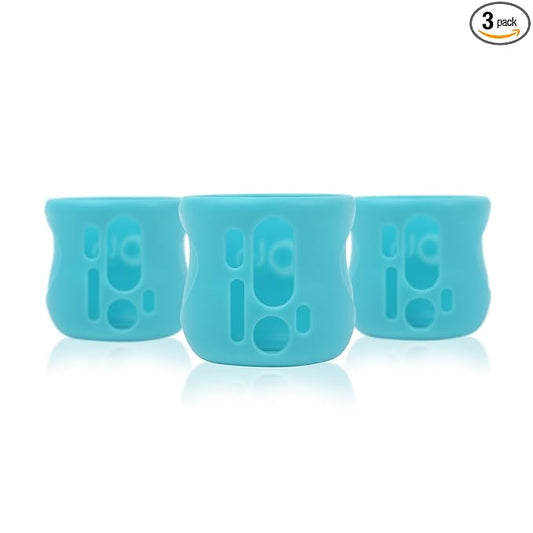 Olababy Silicone Sleeve for Avent Natural Glass Bottles (Pack of 3) (4 oz, Blue)