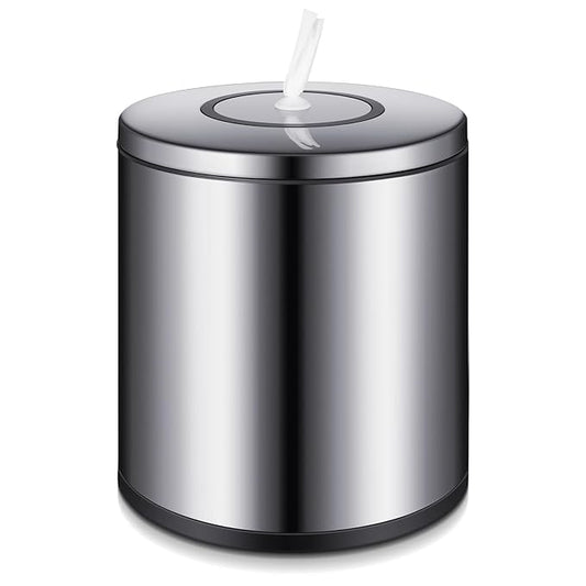Tandefio Stainless Steel Countertop Wipe Dispenser Fits Wipes on Rolls 10 x 11.5 Inch Round Tissue Holder Refillable Tabletop Cylinder Container for Fitness Clubs Gym Schools Daycares(Sliver)