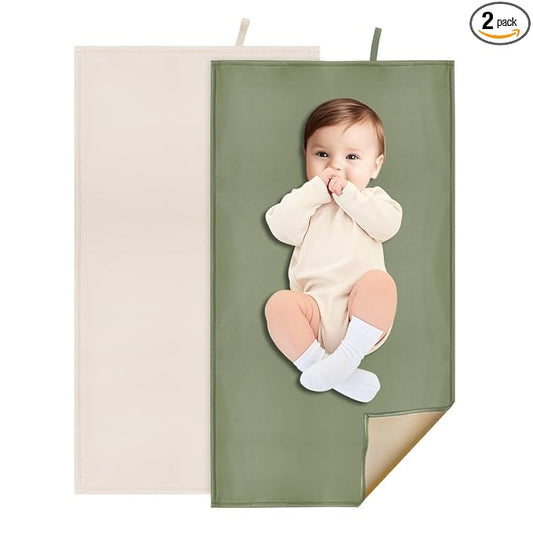 2 Pack Diaper Changing Mat for Baby, Portable Baby Changing Pad for Travel or Home, Wipeable Mat Fits Perfectly in Diaper Bag (67-14)