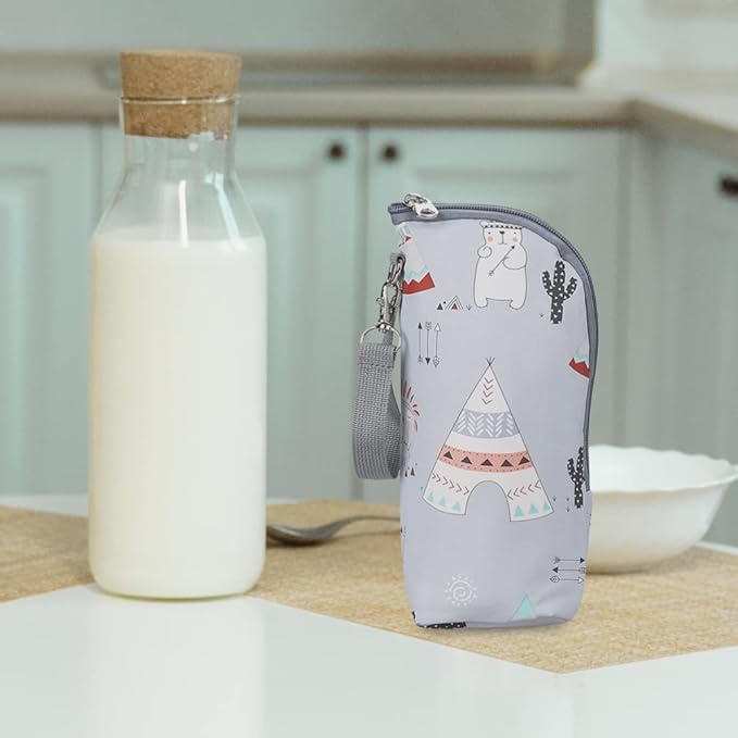 Kisangel Infant Bottle Warmer - Portable Milk Bottle Bag, Insulated, Keeps Warm, Carrying Sleeve Pouch for Newborn Toddler Baby Bottles