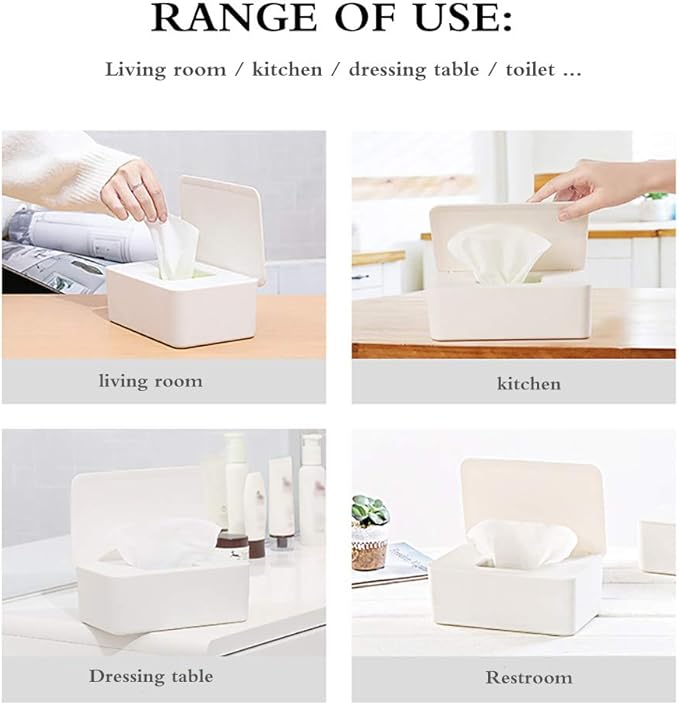 Wipes Dispenser, Baby Wipe Holder Keeps Wipes Fresh, Moontie Tissue Storage Box Case Wet Wipes Dispenser Holder with Lid for Vanity, Desk, Office, Dorm