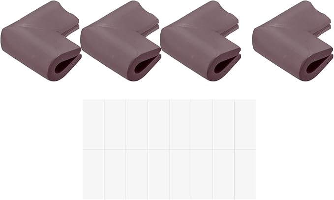uxcell Corner Guards Edge Protectors, 4Pack U Foam Safety Bumper W Self-Adhesive Tape Furniture Corner Table Edge Guard, 2.16"x1.38"x0.315", Brown