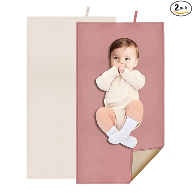 2 Pack Portable Diaper Changing Pad for Baby, Wipeable Baby Changing Mat for Travel or Home, Foldable Mat Fits Perfectly in Diaper Bag (67-13)