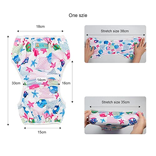 ALVABABY Swim Diaper Large Size Baby Swim Diapers 2pcs Reusable Washable Adjustable for Swimming Lesson Baby Toddler Girls 0-3T Fish Sailboat ZSW09-10-DA