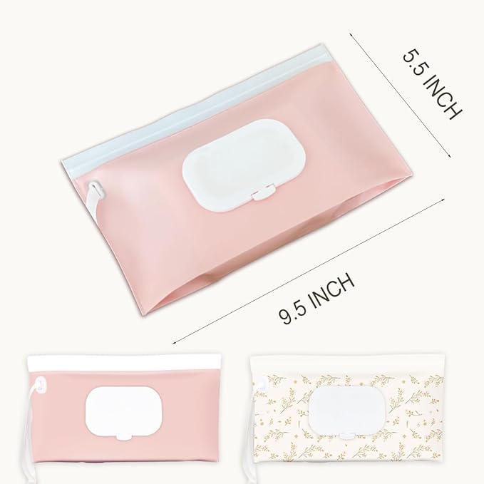 cephira Baby wipes dispenser，portable baby wipes holder for outdoor, Refillable baby wipes container, on the go wet wipe pouch for travel, resuable wipes dispenser for hiking (pink)