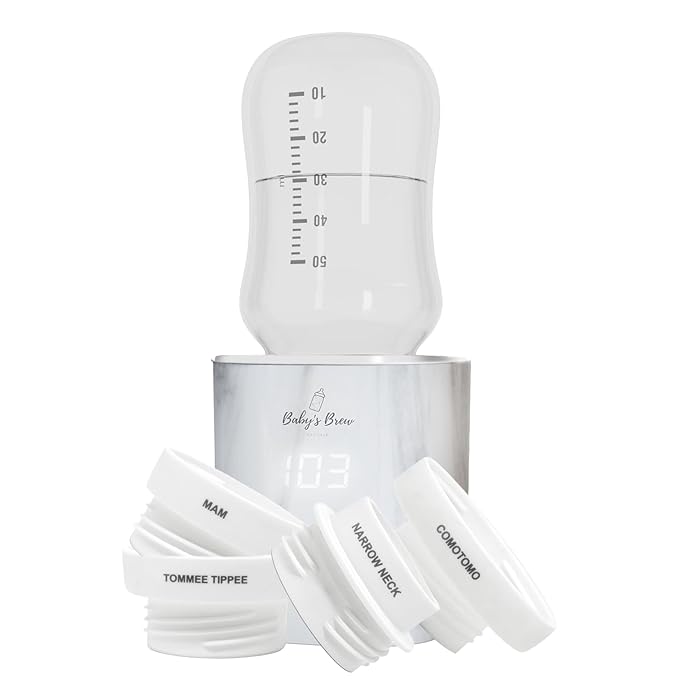 Baby's Brew Portable Bottle Warmer with Adapter Set – Cordless Baby Bottle Warmer for Breastmilk & Formula, Rechargeable, Leak-Proof, Travel-Friendly Milk Warmer, Marble
