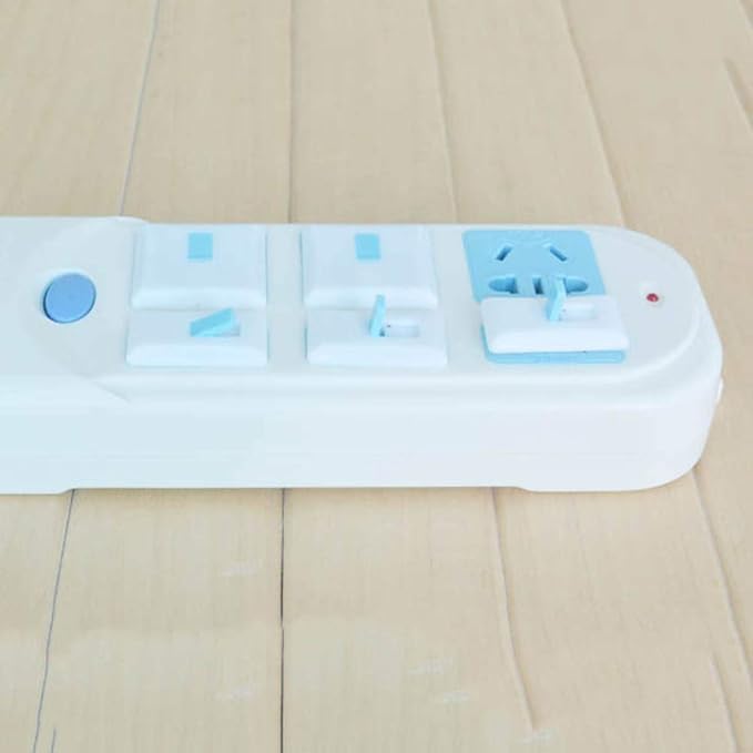 6Pcs 3 Holes Outlet Plug Covers Baby Proofing Electric Protector Caps Kit for Child Safety - Blue + White