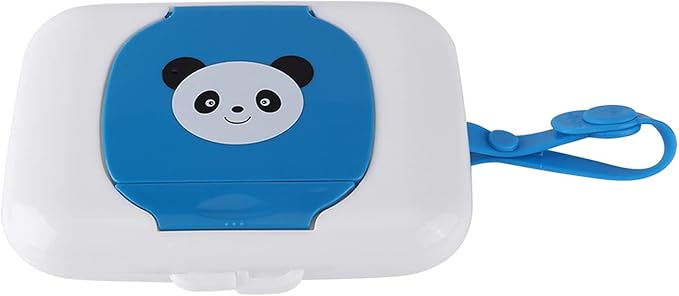 Baby Wet Tissue Box, Eco‑Friendly Odourless Convenient Usage Baby Wipes Dispenser Wet Wipes Case for Outdoor Travel(Blue Panda)