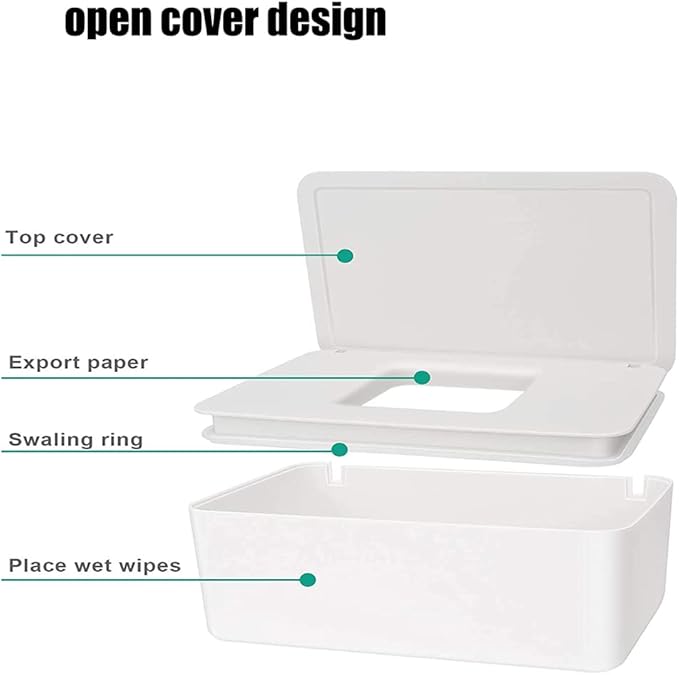 2Packs Wipe Dispenser,Wipe Holder for Baby & Adult,Refillable Wipe Container Keeps Wipes Fresh with Lid for Bathroom Baby Nursery,Flushable Storage Case Box (White)